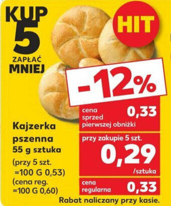 Kaufland Kajzerka pszenna 55g oferta