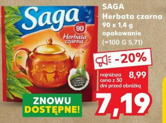 Kaufland SAGA Herbata czarna 90 x 1,4 g oferta