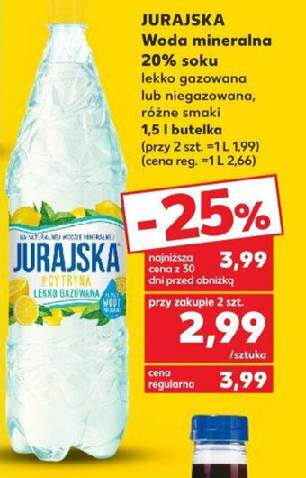 Kaufland JURAJSKA Woda mineralna 20% soku 1,5 l oferta