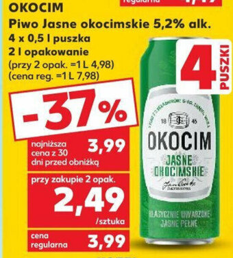 Kaufland OKOCIM Piwo Jasne okocimskie 5,2% alk. 0,5 l oferta