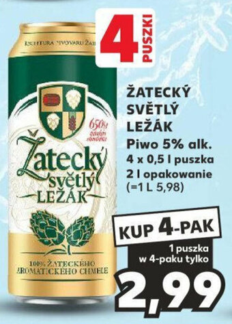 Kaufland ŽATECKÝ SVĚTLÝ LEŽÁK Piwo 5% alk. 0,5 l oferta