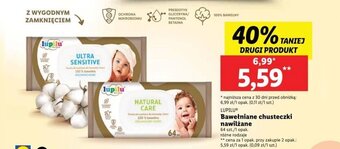 Lidl LUPILU Bawełniane chusteczki nawilżane 64szt. oferta