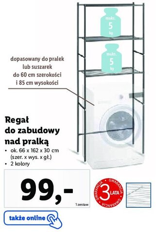 Lidl Regał do zabudowy pralki 66 x 162 x 30 cm oferta
