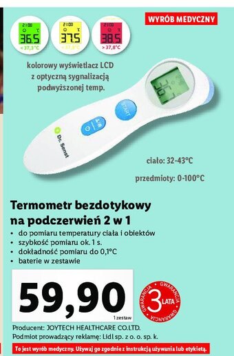 Lidl Termometr bezdotykowy na podczerwień 2w1 oferta