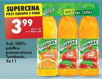 Biedronka Sok 100% jabłko-pomarańcza Tymbark, 3 x 1 l oferta