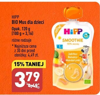 ALDI HIPP BIO Mus dla dzieci Opak. 120 g oferta