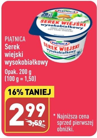 ALDI PIATNICA Serek wiejski wysokobiałkowy 200 g oferta
