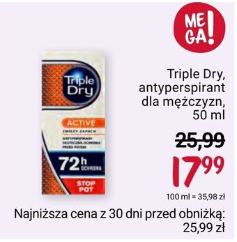 Rossmann Triple Dry, antyperspirant dla mężczyzn, 50 ml oferta
