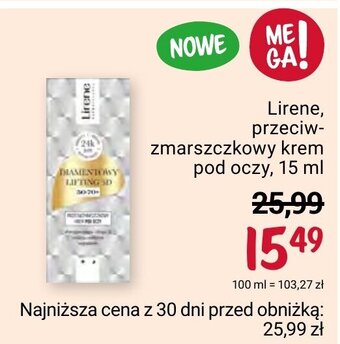 Rossmann Lirene przeciw zmarszczkowy krem pod oczy 15 ml oferta