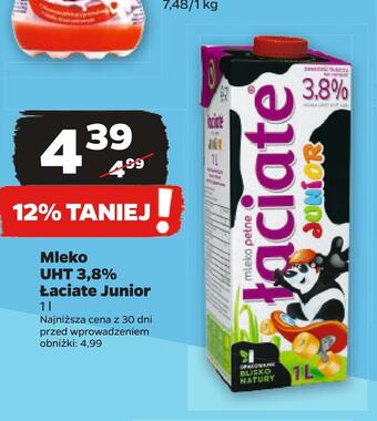 Netto Mleko uht 3,8% łaciate junior oferta