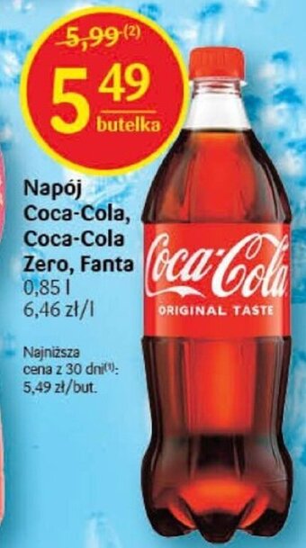 Delikatesy Centrum Napój Coca-Cola, Coca-Cola Zero, Fanta 0,85l oferta