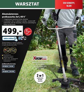 Lidl Podkaszarka akumulatorowa 2w1 40 v oferta