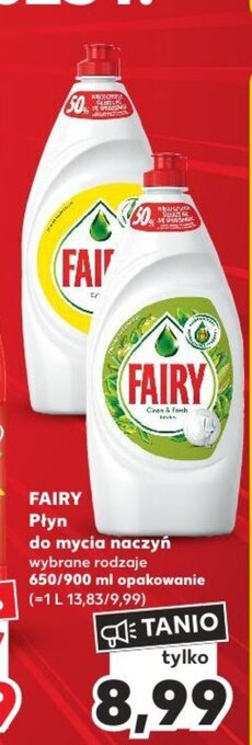 Kaufland FAIRY Płyn do mycia naczyń 650/900 ml oferta