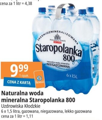 E.Leclerc Naturalna woda mineralna Staropolanka 800 Uzdrowiska Kłodzkie 6 x 1,5 l oferta
