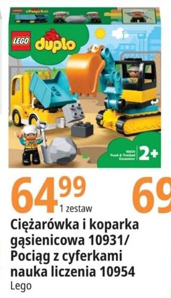 E.Leclerc Lego Ciężarówka i koparka gąsienicowa 10931/ Pociąg z cyferkami nauka liczenia 10954 oferta
