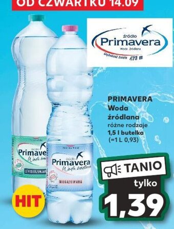 Kaufland PRIMAVERA Woda źródlana 1,5 l oferta