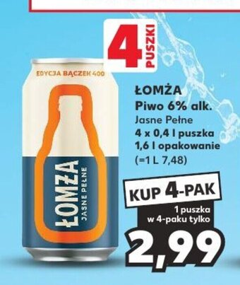 Kaufland ŁOMŻA Piwo 6% alk. 4 x 0,4 l oferta