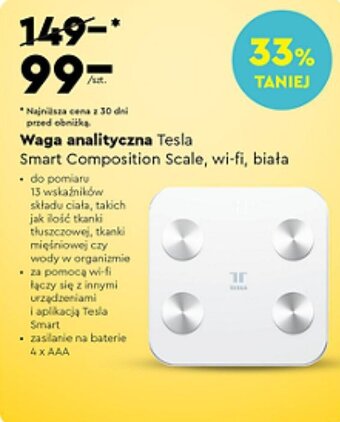 Biedronka Waga analityczna Tesla Smart Composition Scale wi-fi biała oferta