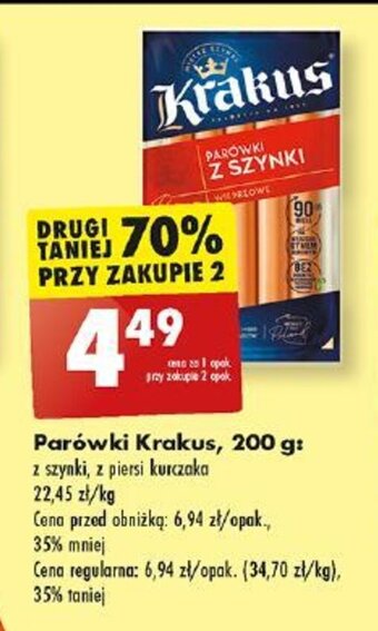 Biedronka Parówki Krakus, 200 g oferta