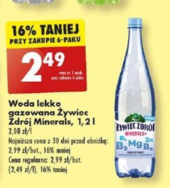 Biedronka Woda lekko gazowana Żywiec Zdrój Minerals, 1,2 l oferta