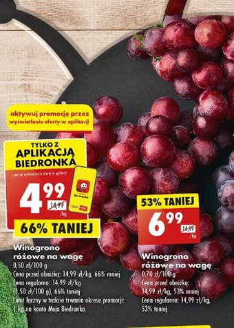 Biedronka Winogrono różowe na wagę 1 kg oferta