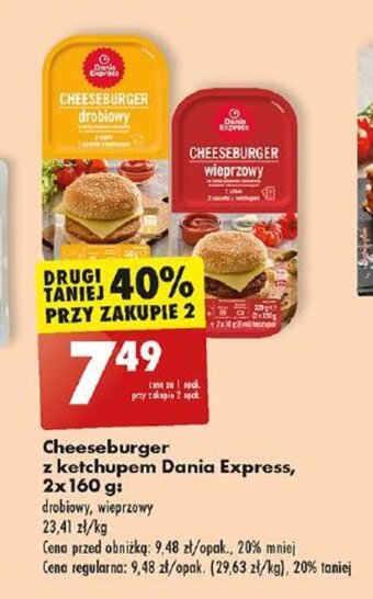 Biedronka Cheeseburger z ketchupem Dania Express, 2x160 g oferta