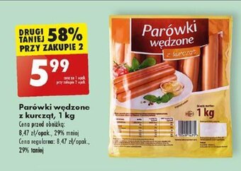 Biedronka Parówki wędzone z kurcząt, 1 kg oferta