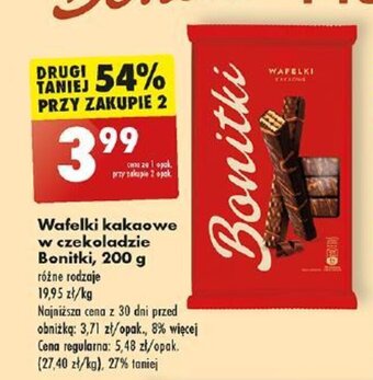 Biedronka Wafelki kakaowe w czekoladzie Bonitki, 200 g oferta
