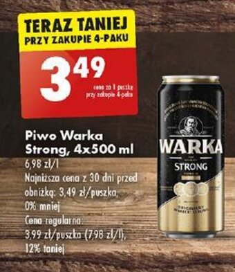 Biedronka Piwo Warka Strong, 4x500 ml oferta