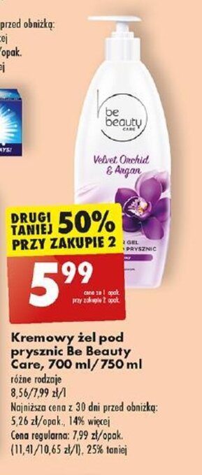 Biedronka Kremowy żel pod prysznic Be Beauty Care, 700 ml/750 ml oferta