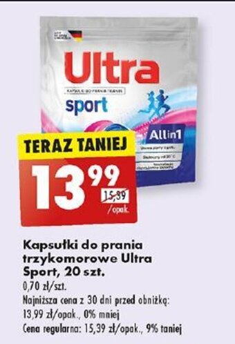 Biedronka Kapsułki do prania trzykomorowe Ultra Sport, 20 szt. oferta