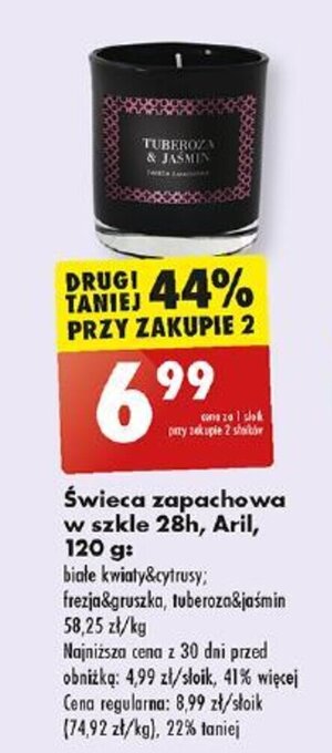 Biedronka Świeca zapachowa w szkle 28h, Aril, 120 g oferta