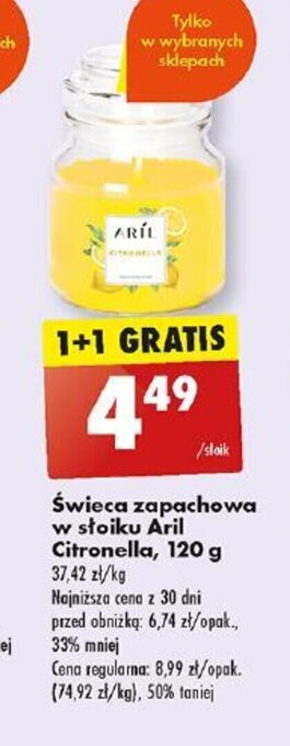 Biedronka Świeca zapachowa w słoiku Aril Citronella, 120 g oferta