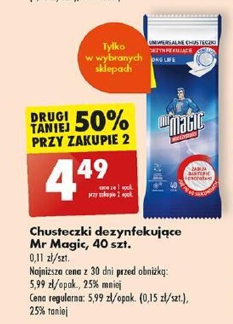 Biedronka Chusteczki dezynfekujące Mr Magic, 40 szt. oferta