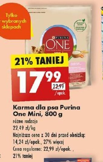 Biedronka Karma dla psa Purina One Mini, 800 g oferta