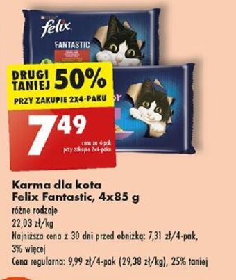 Biedronka Karma dla kota Felix Fantastic, 4x85 g oferta