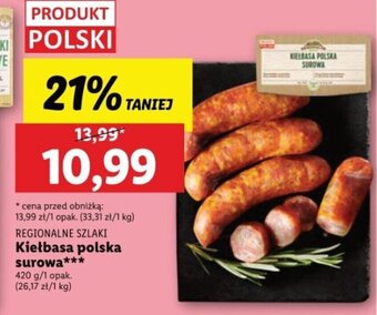 Lidl REGIONALNE SZLAKI Kiełbasa polska surowa 420 g oferta