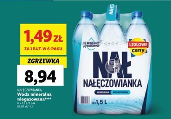 Lidl NAŁĘCZOWIANKA Woda mineralna niegazowana 6 x 1,5 L oferta