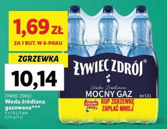 Lidl ŻYWIEC ZDRÓJ Woda źródlana gazowana 6 x 1,5 l oferta