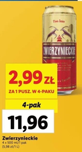 Lidl Zwierzynieckie 4 x 500 ml oferta