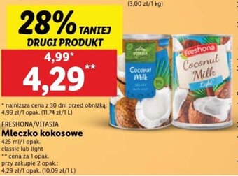 Lidl FRESHONA/VITASIA Mleczko kokosowe 425 ml oferta