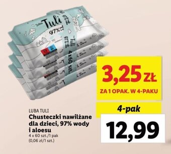 Lidl LUBA TULI Chusteczki nawilżane dla dzieci, 97% wody oferta