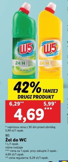 Lidl W5 Żel do WC 1 l oferta