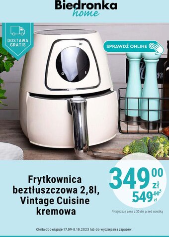 Biedronka Frytkownica beztłuszczowa 2,81, Vintage Cuisine kremowa oferta