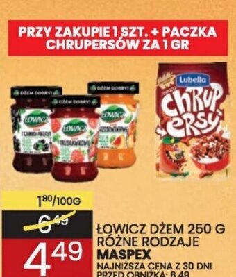 Wafelek ŁOWICZ DŻEM 250 G MASPEX oferta