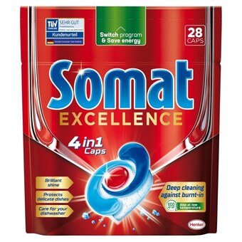 Kaufland Somat excellence 4 in 1 caps kapsułki do mycia naczyń w zmywarkach 484,4 g (28 x 17,3 g) oferta