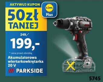 Lidl Akumulatorowa wiertarkowkrętarka 20V PARKSIDE oferta