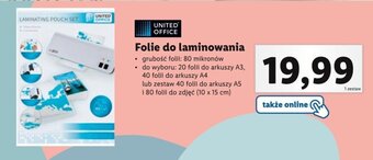 Lidl UNITED OFFICE Folie do laminowania oferta