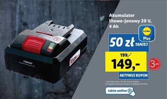 Lidl Akumulator litowo-jonowy 20 V, 4 Ah oferta