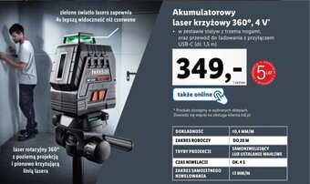 Lidl PARKSIDE Akumulatorowy laser krzyżowy 360°, 4 V oferta